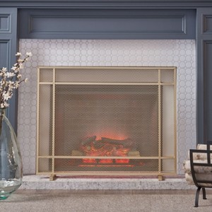 NicBex Classic Wrought Iron Fireplace Screen with Arched Top and Scrollwork Freestanding Fire Guard Safety Gate for Living Room - 1 of 4