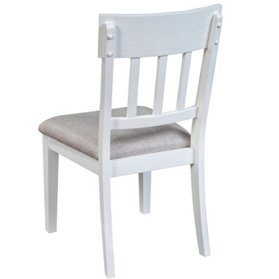 Transitional Slat-Back Upholstered Side Chair in Mystic White