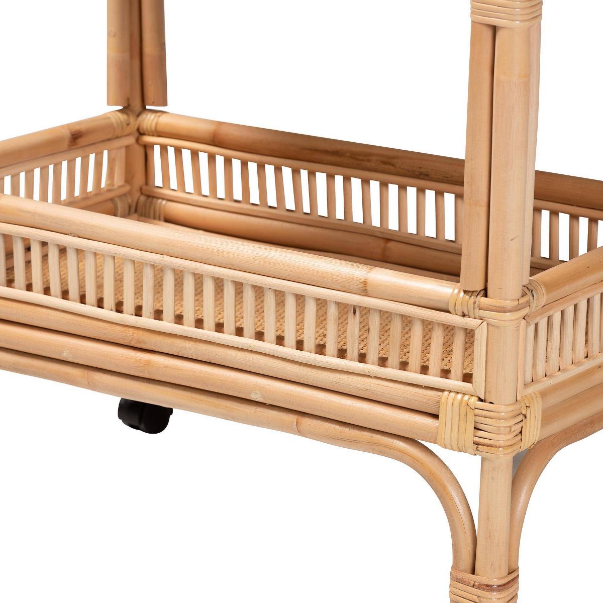 bali & pari Lombok Rattan Wine Cart Natural Brown: Indoor Bar Cart with Wine Holder, No Assembly Required - thumbnail 6