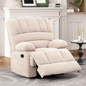 Kumasinova Oversized Swivel Rocker Recliner Chair, 350lb Capacity High-Resilience Sponge Recliner with 3 Modes,Beige Recliner Sofas for Living Room - 1 of 4