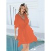 Thigh Slit Beach Cover Up Dress for Bikini Semi Sheer Lightweight V Neck One Size Fit All Cover Ups Stretchy Elasticwaist Ruffle Cuff Beach Dress - 4 of 4
