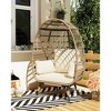 Egg Chair Wicker Outdoor Chairs, Oversize Patio Chair Rattan Lounger Chair w/ 4 Cushions & Steel Frame Stand for Indoor Outdoor Patio Backyard - 3 of 4