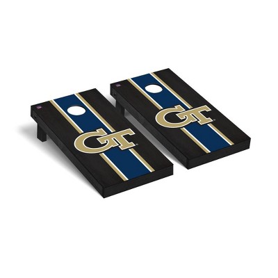 NCAA Georgia Tech Yellow Jackets Premium Cornhole Board Onyx Stained Stripe Version