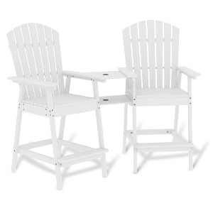 Outdoor Adirondack Barstools with Connecting Tray, Tall Adirondack Chairs Bar Chairs for Deck, Balcony, Backyard, Chairs Set of 2 - 1 of 4