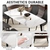 Modern Rectangular Dining Table for 6, Sintered Stone Top Kitchen Table, Curved Edge Table with Black Metal Legs-The Pop Home - 4 of 4