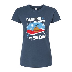 Women's - SpongeBob SquarePants - Dashing Through The Snow Fitted Graphic T-Shirt - 1 of 4