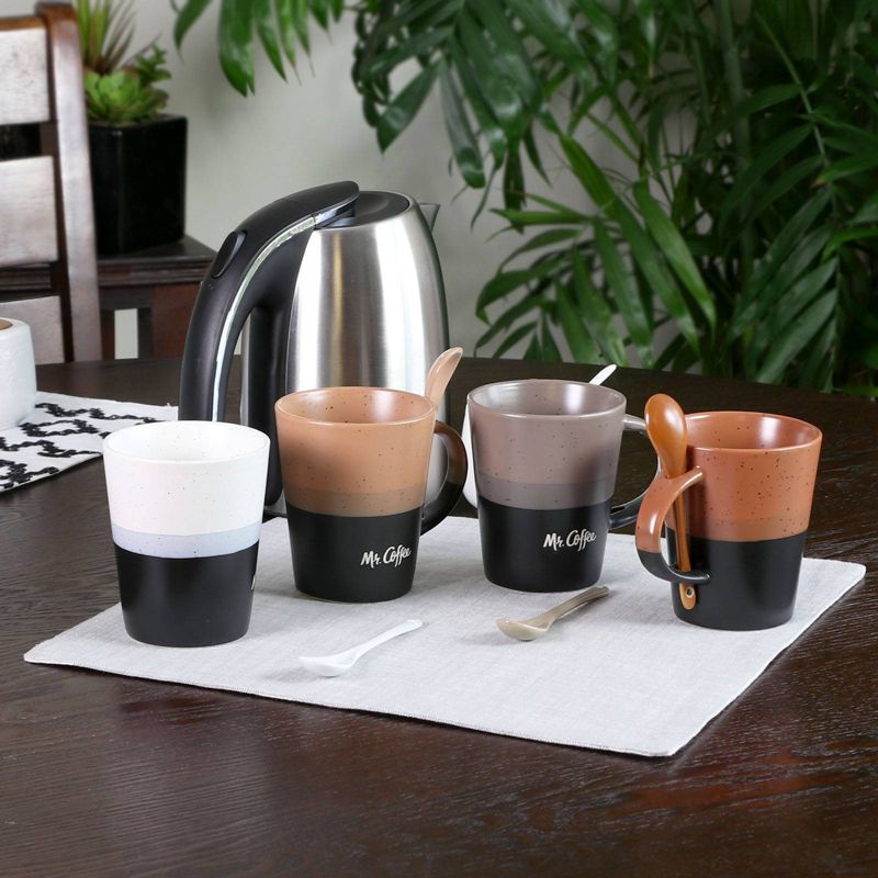 Mr. Coffee 8pc Stoneware Greco Matching Mug and Spoon Set, 3 of 4