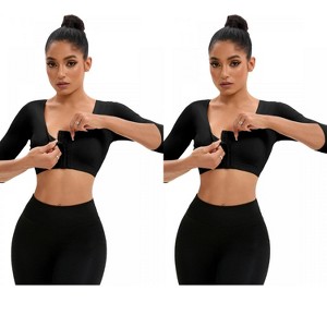 INSPIRE CHIC 2 Pcs Women's Front Hook Compression Sleeves Slimming Wirefree Bras Tube Body Shapers - 1 of 4