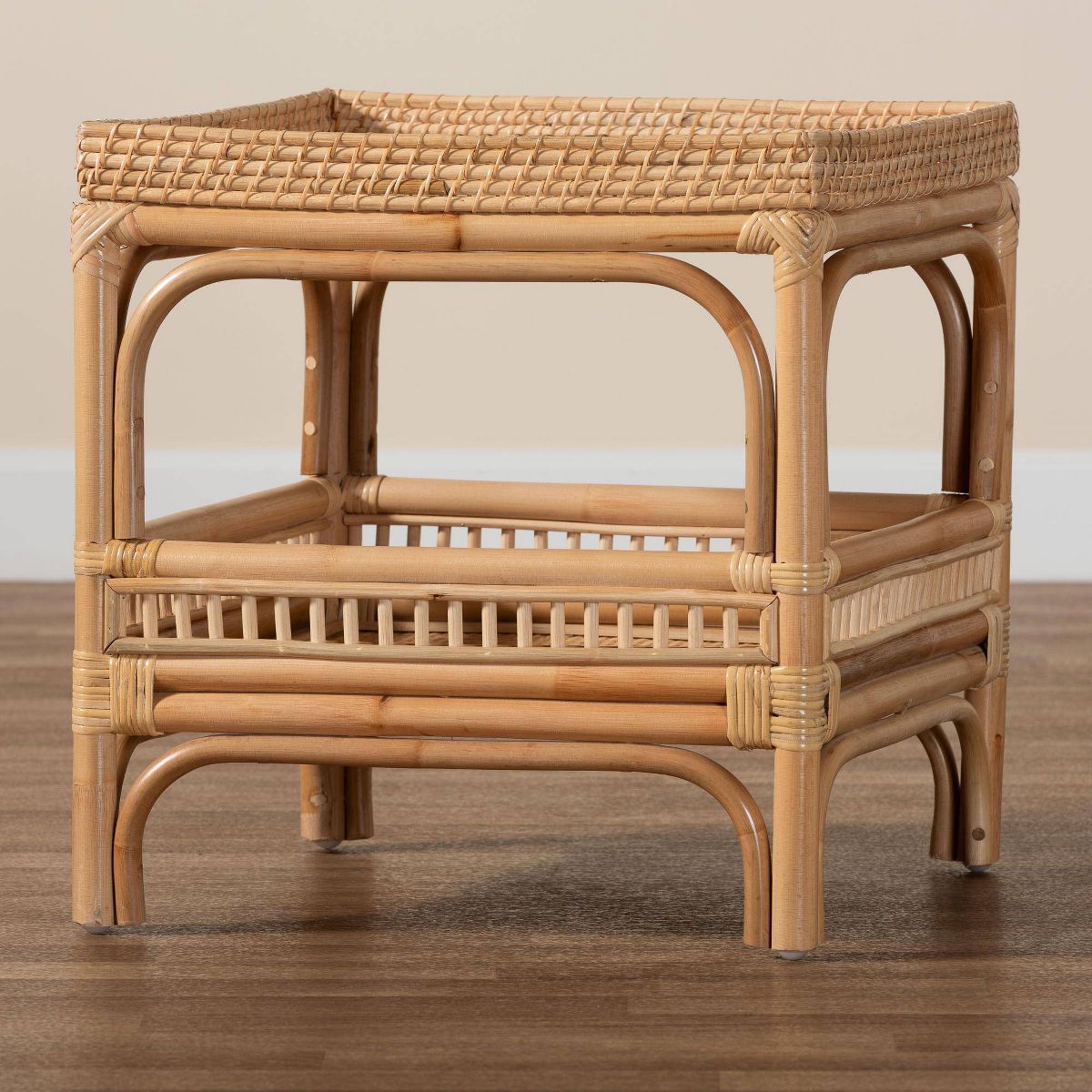 bali & pari Lombok Natural Rattan End Table Natural: Bohemian Style, Handcrafted, No Assembly Required - thumbnail 7