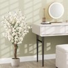 Tangkula 2PCS 47" Artificial Winter Sweet Tree Faux Plum Blossom Plant w/ White Fabric Flower - 3 of 4