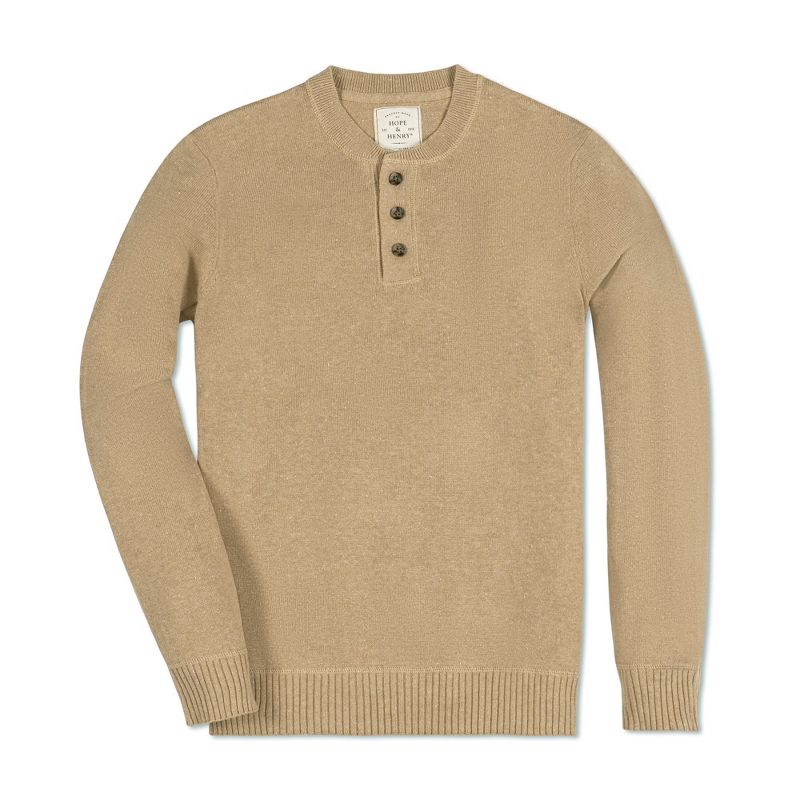 Hope & Henry Mens' Organic Long Sleeve Pullover Sweater Henley, 5 of 7