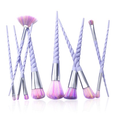 Zodaca 10 Piece Set Makeup Brush Set with Spiral Handle, Purple