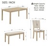 6-Piece Modern Wood Dining Table Set with Bench and 4 Upholstered Chairs, Modern Rectangular Kitchen Table Set for Dining Room - Panipeachy - 3 of 4