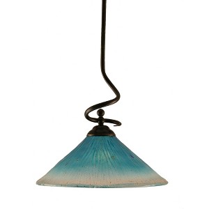 Toltec Lighting Capri 1 - Light Pendant in  Dark Granite with 16" Teal Crystal Shade - 1 of 1