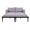 Modern Metal Day Bed Outdoor Chaise Lounger, 2-in-1 Padded Pool Loungers with Wood-Topped Side Spaces for Patio, Poolside – Maison Boucle - 3 of 4