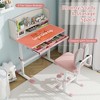 Tangkula Kids Desk & Chair Set Height Adjustable Children School Study Table & Chair Pink - 2 of 4