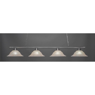 Toltec Lighting Oxford 4 - Light Island Pendant Light in  Brushed Nickel with 16" Amber Marble Shade