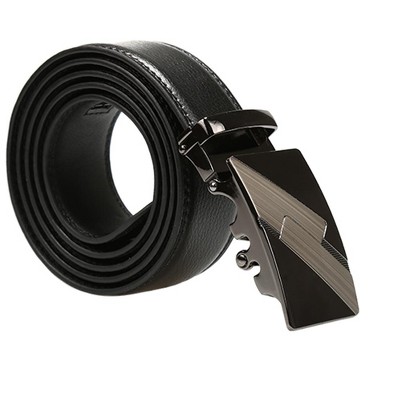 INSPIRE CHIC Men Ratchet Leather Belt with Nickel Sliding Buckle Black 35mm