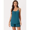 cheibear Women's Loungewear Solid Color Ruffle Trim Camisole Tops with Shorts Pajama Sets - 4 of 4
