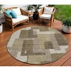 Brown And Beige Abstract Washable Indoor Outdoor Area Rug - 2 of 4