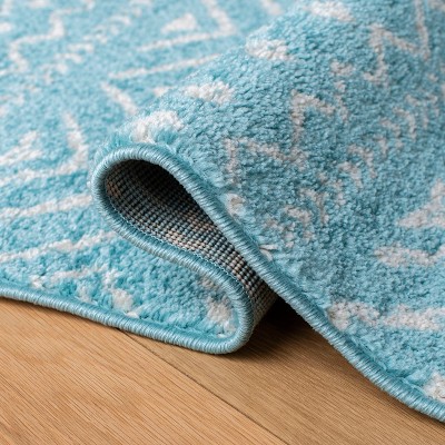 Turquoise and Ivory Hand-knotted Synthetic 8' x 10' Area Rug