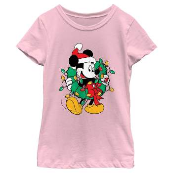 Girl's Mickey & Friends Santa Christmas Wreath T-Shirt