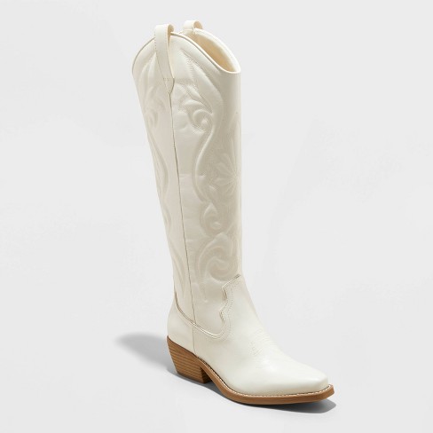 Women s Kenzi Wide Calf Western Boots With Memory Foam Insole Wild Fable Ivory 7wc Target