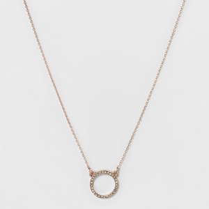Short Pendant Necklace - A New Day™ Rose Gold: Steel Zinc Cubic Zirconia, Lobster Claw Clasp - 1 of 3