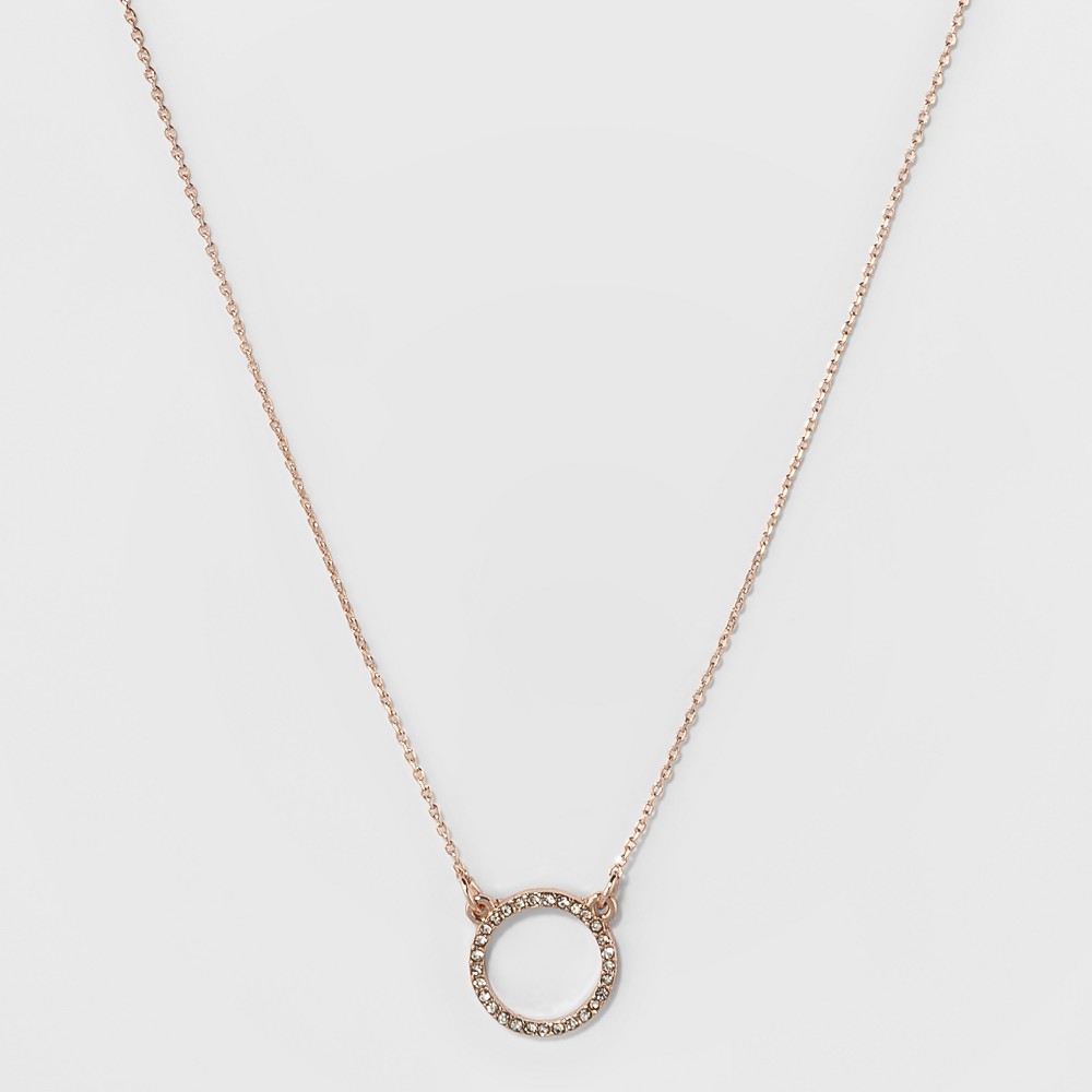 Short Pendant Necklace - A New Day™ Rose Gold: Steel Zinc Cubic Zirconia, Lobster Claw Clasp