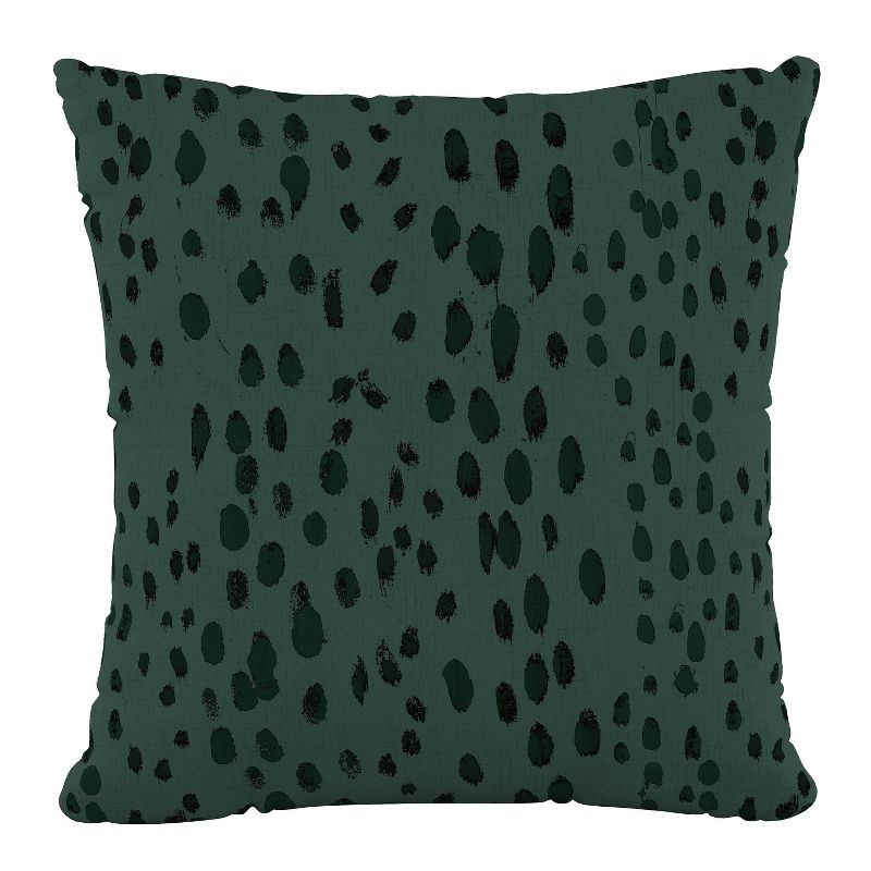 18&#34;x18&#34; Linen Leopard Polyester Square Throw Pillow Emerald - Skyline Furniture, 1 of 6