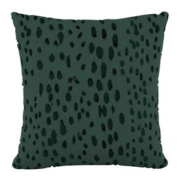 18"x18" Linen Leopard Polyester Square Throw Pillow Emerald - Skyline Furniture