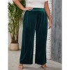 Women's Plus Size Velvet Wide Leg Pants High Waisted Loose Trousers - 3 of 4