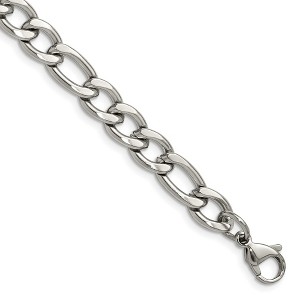 Chisel Stainless Steel Polished 7.5mm 8" Figaro Chain Bracelet - 1 of 1