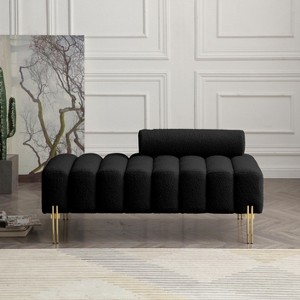 GDFStudio Hilda 53.2" Faux Shearling Upholstery Ottoman with Adjustable Backrest and Gold Metal Legs - 1 of 4