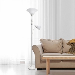 Torchiere Floor Lamp with Reading Light and Marble Glass Shade - Lalia Home - 1 of 4
