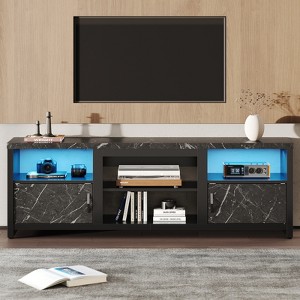 Bestier 70 Inch LED TV Stand with Storage Cabinets with LED Lights, Entertainment Center with Cabinet & Open Shelves - 1 of 4