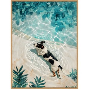 Amanti Art Dogs Life Swimming by Justyna Jaszke Framed Canvas Wall Art - 1 of 4