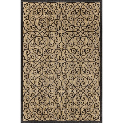 Madrid Vintage Boho-Chic Black/Khaki Flatweave 4x6 Area Rug