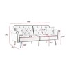 Convertible Futon Couch With Armrest, Velvet Tufted Sofa Bed With Metal Legs Nailhead Trim Loveseat Sleeper Sofa With 2 Pillows For Living Room Office - 3 of 4