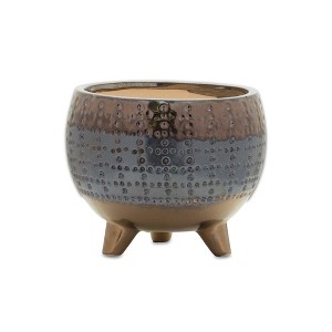 Dotted Ceramic Planter with Pewter Accent 5.25"H - 1 of 2
