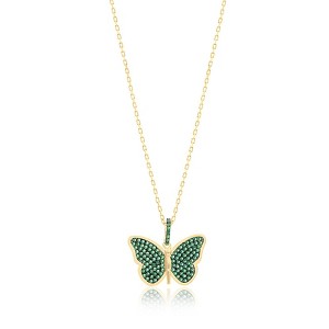 SHYMI Pavé Butterfly Necklace — .925 Sterling Silver, 14k Gold-Plated - Rhodium Plated, Cubic Zirconia Pavé Detailing, Adjustable Chain - 1 of 2
