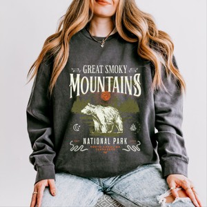 Simply Sage Market Great Smokey Mountains National Park Bear Lightweight Garment Dyed Sweatshirt - 1 of 4