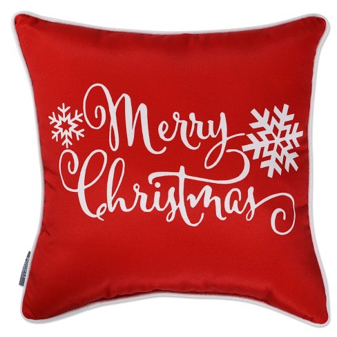 Merry Red Holiday Throw Pillow