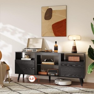 GALAXHERO Mid-Century Modern TV Stand for 65" TV, TV Console Cabinet, Open Shelves Entertainment Center for Living Room and Bedroom, Black - 1 of 4