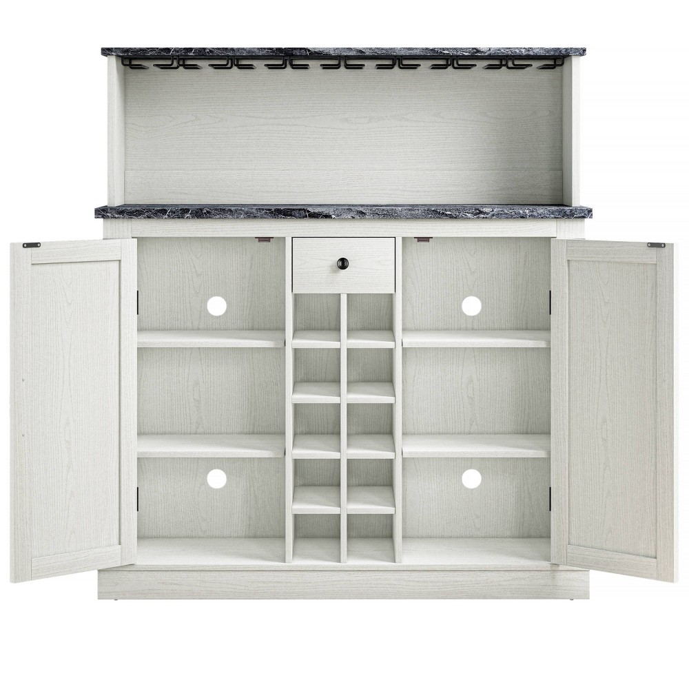 Photos - Display Cabinet / Bookcase 47" Wood Granite Pattern Cabinet White - Festivo