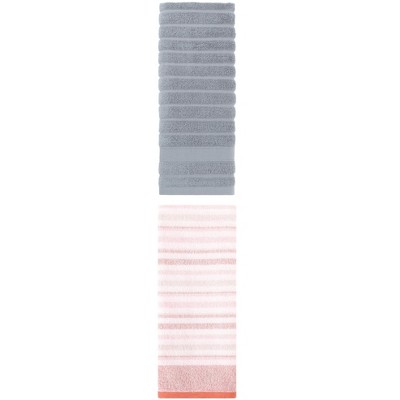 REGALWOVEN Striped Pattern Decorative Cotton Bathroom Hand Towels 14" x 30"/13" x 27" 2 Pcs
