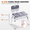 VEVOR Tub Transfer Bench for Bathtub, Adjustable Shower Seats for Adults, Lightweight Shower Bench for Elderly and Disabled, 400lbs Capacity, Grey - 4 of 4