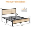 Full Size Rattan Bed Frame with Led Light Headboard, Bohemian Style Cane Boho Bed Frames - 2 of 4