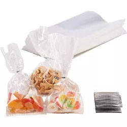 Juvale Gusset Cellophane Bags - 200-Pack Clear Bags Suitable for Popcorn, Cookies, Treats, Marshmallows, and More, 4 x 9 inches