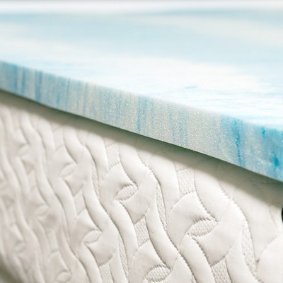 Twin 1.5 Inch Blue and Cream Memory Foam Mattress Topper